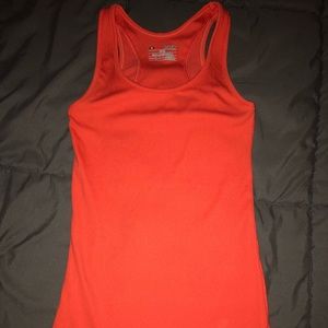 Orange Under Armour workout tank